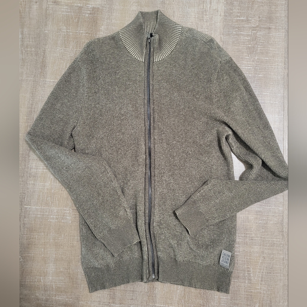 Vintage Distressed Zip Sweater by Calvin Klein